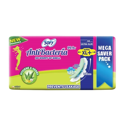 Sofy Anti Bacteria Ultra Slim Sanitary Pads XL+, 44 Count, Pack of 1