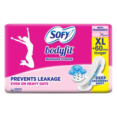 Sofy Bodyfit Sanitary Pads XL, 18 Count, Pack of 1