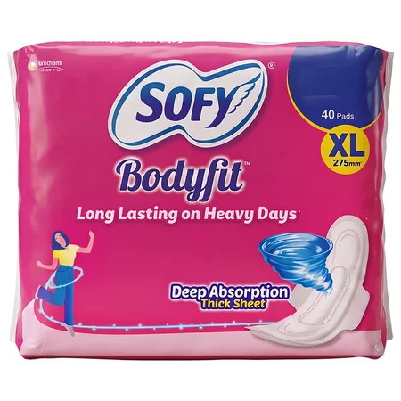Sofy Bodyfit Sanitary Pads XL, 40 Count