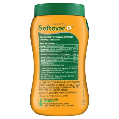 Softovac-O Orange Flavour Bowel Regulator Powder, 250 gm, Pack of 1