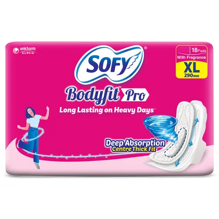 Sofy Bodyfit Pro Sanitary Pads XL, 18 Count