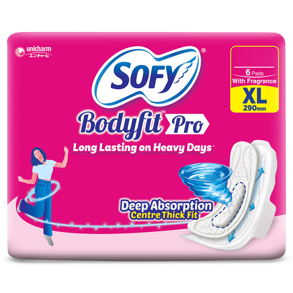 Sofy Bodyfit Pro Sanitary Pads XL, 6 Count, Pack of 1 Sofy Bodyfit Pro Sanitary Pads XL, 6 Count, Pack of 1