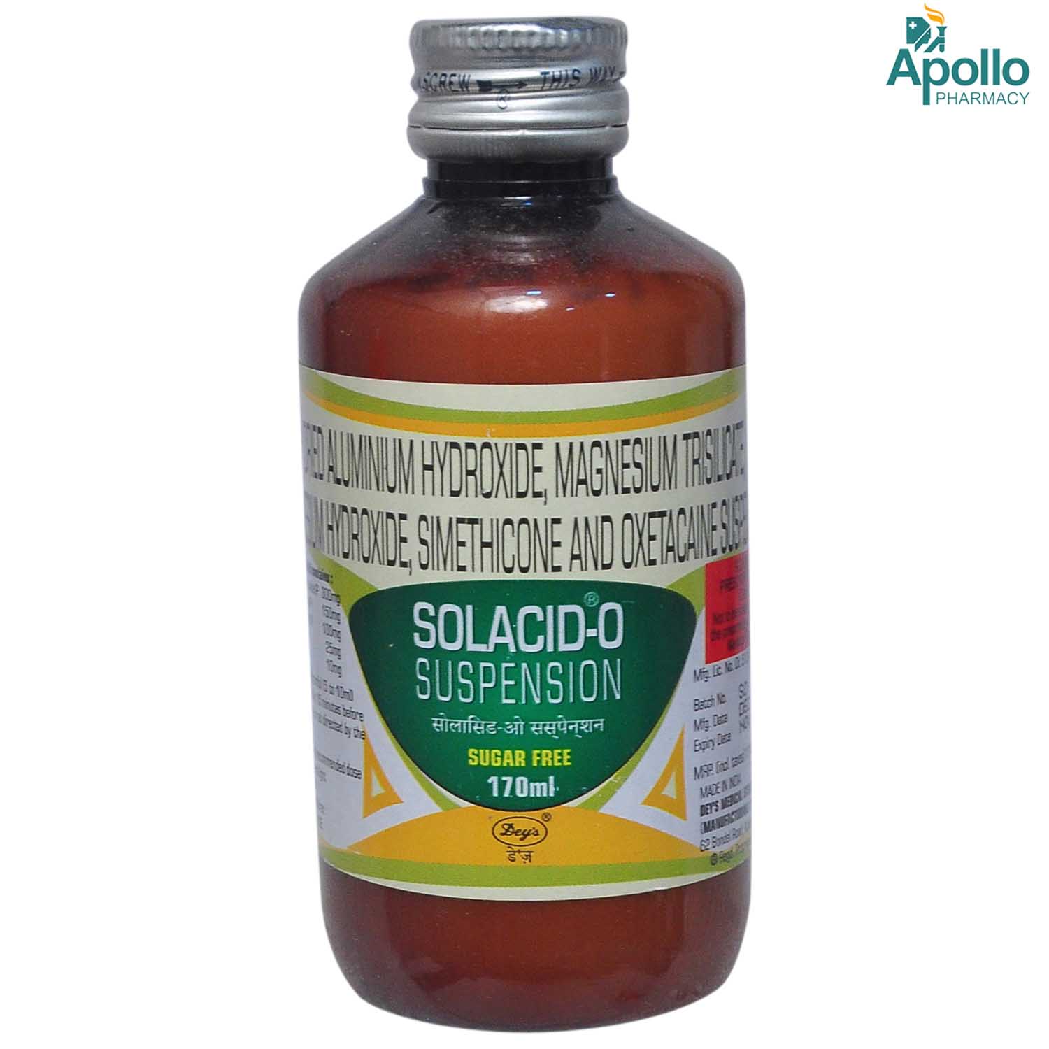 Buy Solacid-O Sugar Free Suspension 170 ml Online