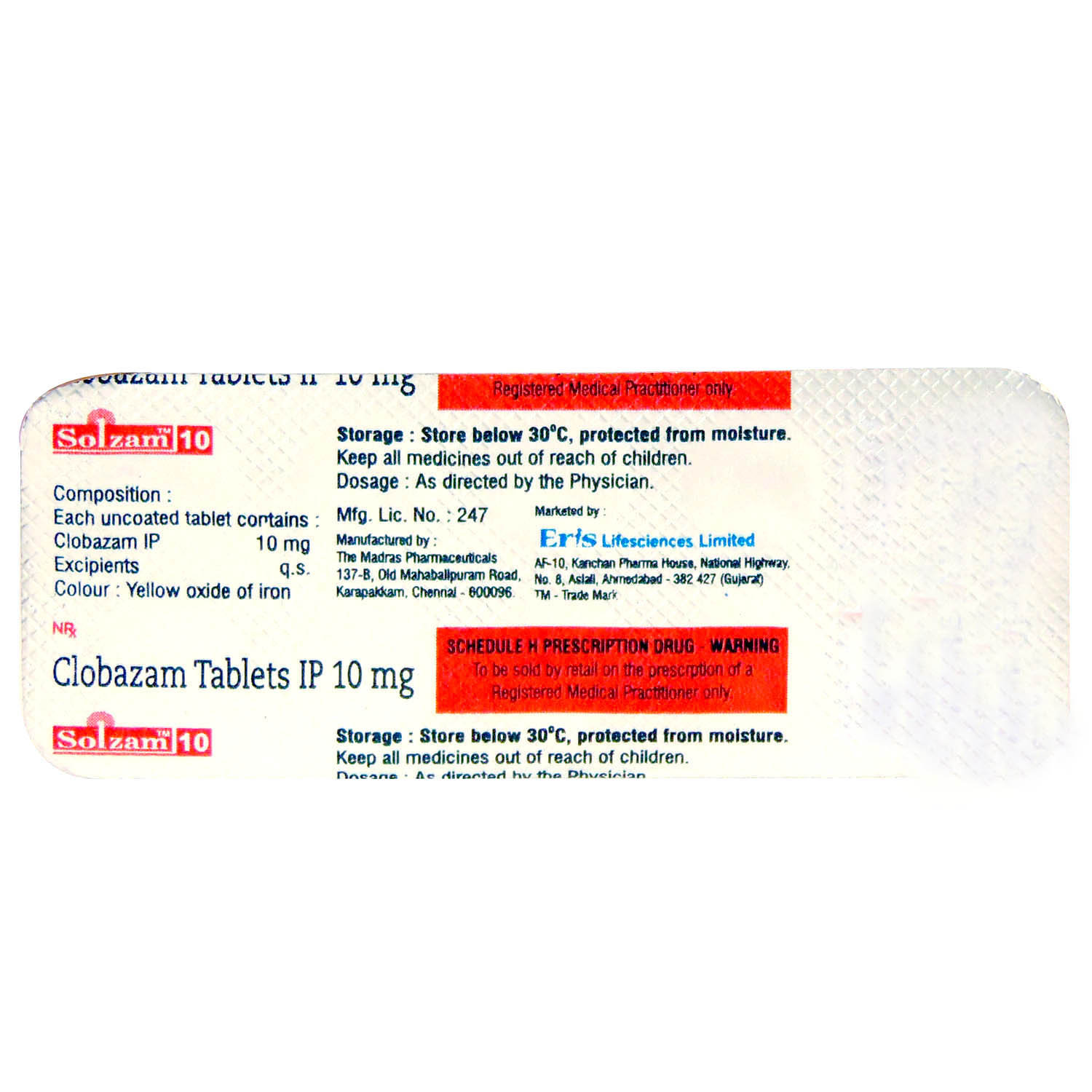 SOLZAM 10MG TABLET, Pack of 10 TABLETS SOLZAM 10MG TABLET, Pack of 10 TABLETS