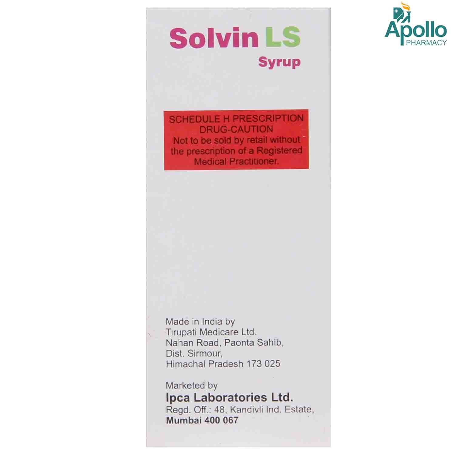 Solvin Ls Syrup Ml Price Uses Side Effects Composition Apollo Pharmacy