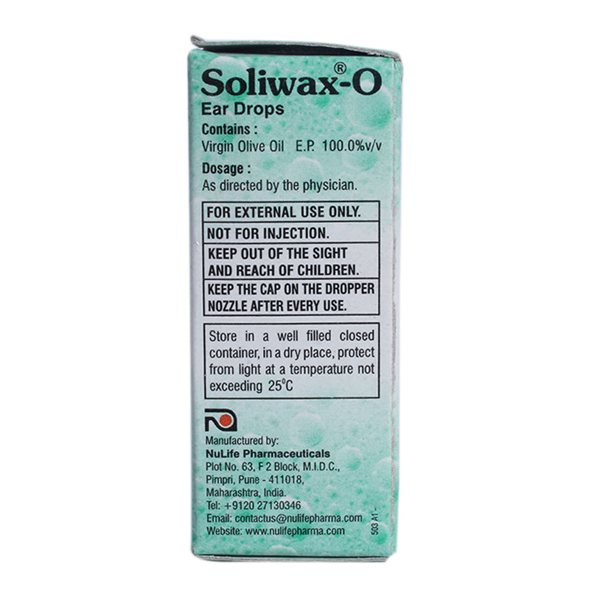 Soliwax O Ear Drops 10 ml Price, Uses, Side Effects, Composition