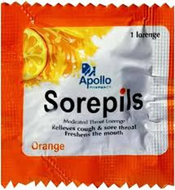 Apollo Pharmacy Sorepils Orange Flavour Lozenges, 25 Count