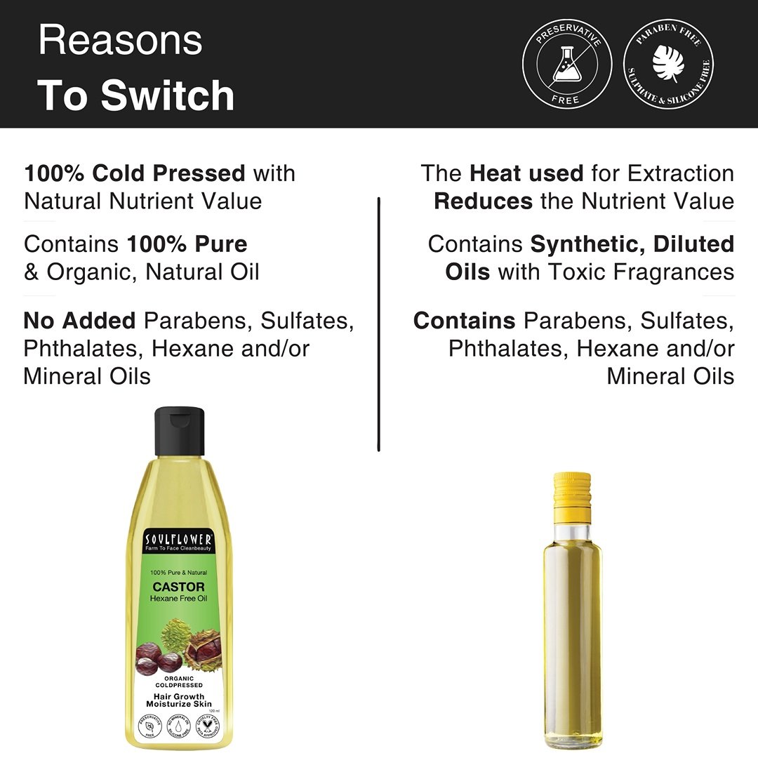 Soulflower Castor Hexane Free Oil for Hair Growth, 120 ml, Pack of 1 Soulflower Castor Hexane Free Oil for Hair Growth, 120 ml, Pack of 1