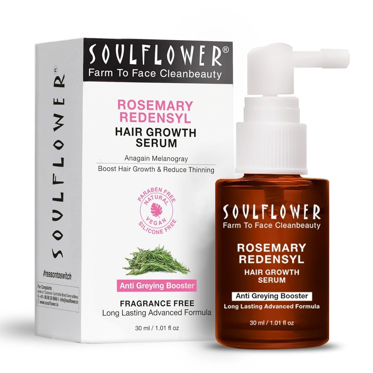 Soulflower Rosemary Redensyl Hair Growth Serum, 30 ml, Pack of 1 Soulflower Rosemary Redensyl Hair Growth Serum, 30 ml, Pack of 1