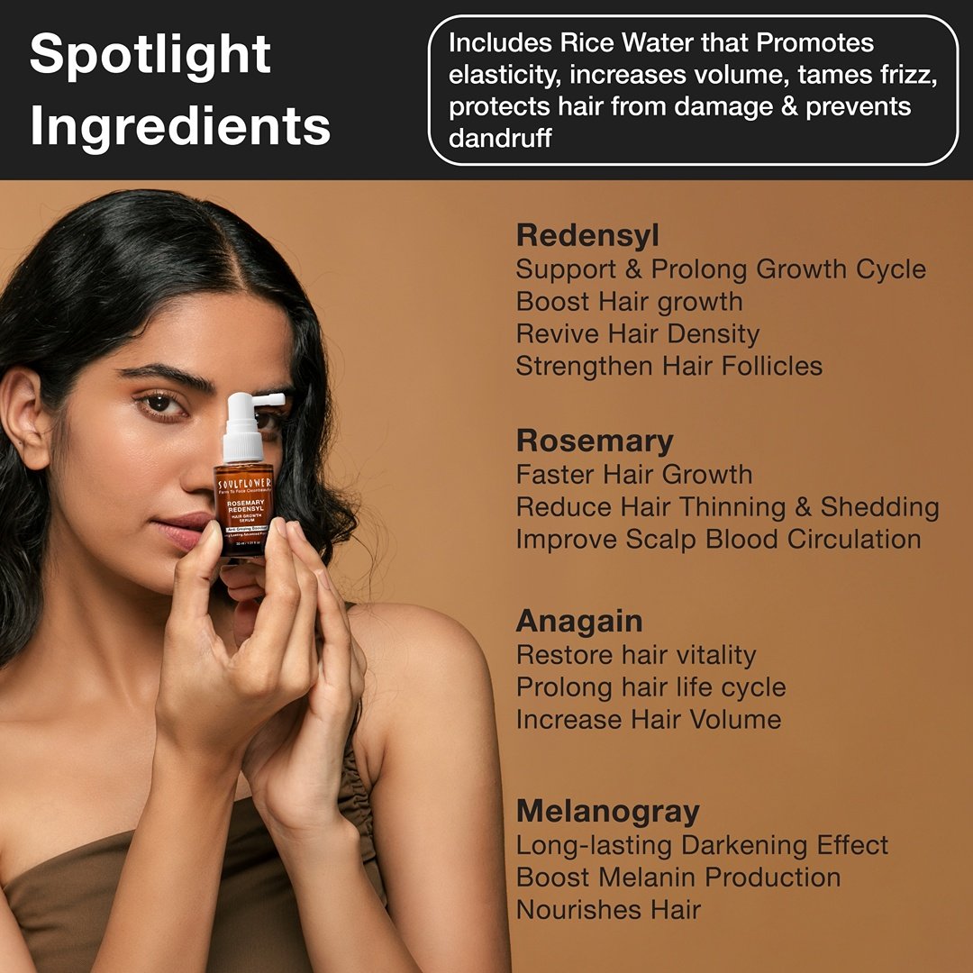 Soulflower Rosemary Redensyl Hair Growth Serum, 30 ml, Pack of 1 Soulflower Rosemary Redensyl Hair Growth Serum, 30 ml, Pack of 1