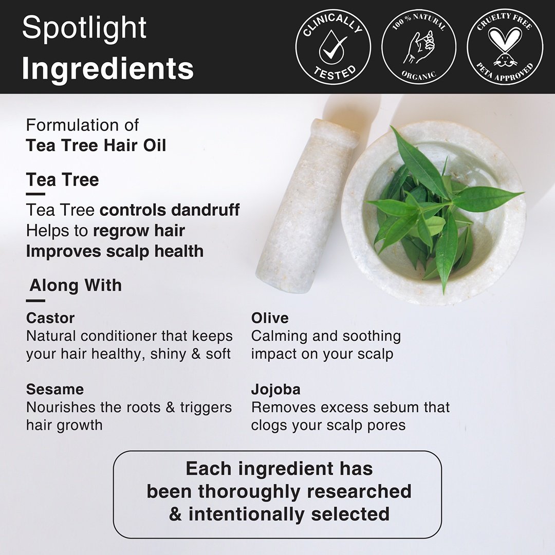 Soulflower Tea Tree Hair Oil for Dandruff & Itchy Scalp, 120 ml, Pack of 1 Soulflower Tea Tree Hair Oil for Dandruff & Itchy Scalp, 120 ml, Pack of 1