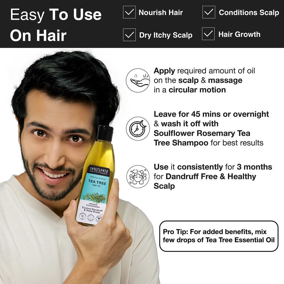 Soulflower Tea Tree Hair Oil for Dandruff & Itchy Scalp, 120 ml, Pack of 1 Soulflower Tea Tree Hair Oil for Dandruff & Itchy Scalp, 120 ml, Pack of 1