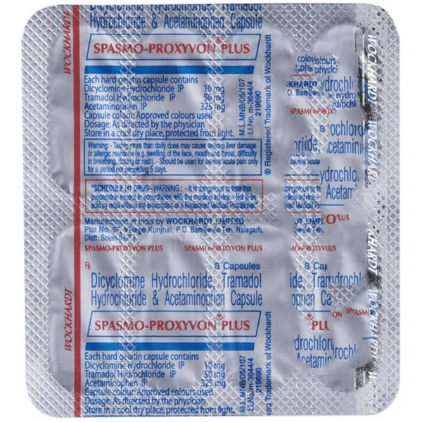 Spasmo Proxyvon Plus Capsule 8's, Pack of 8 CAPSULES
