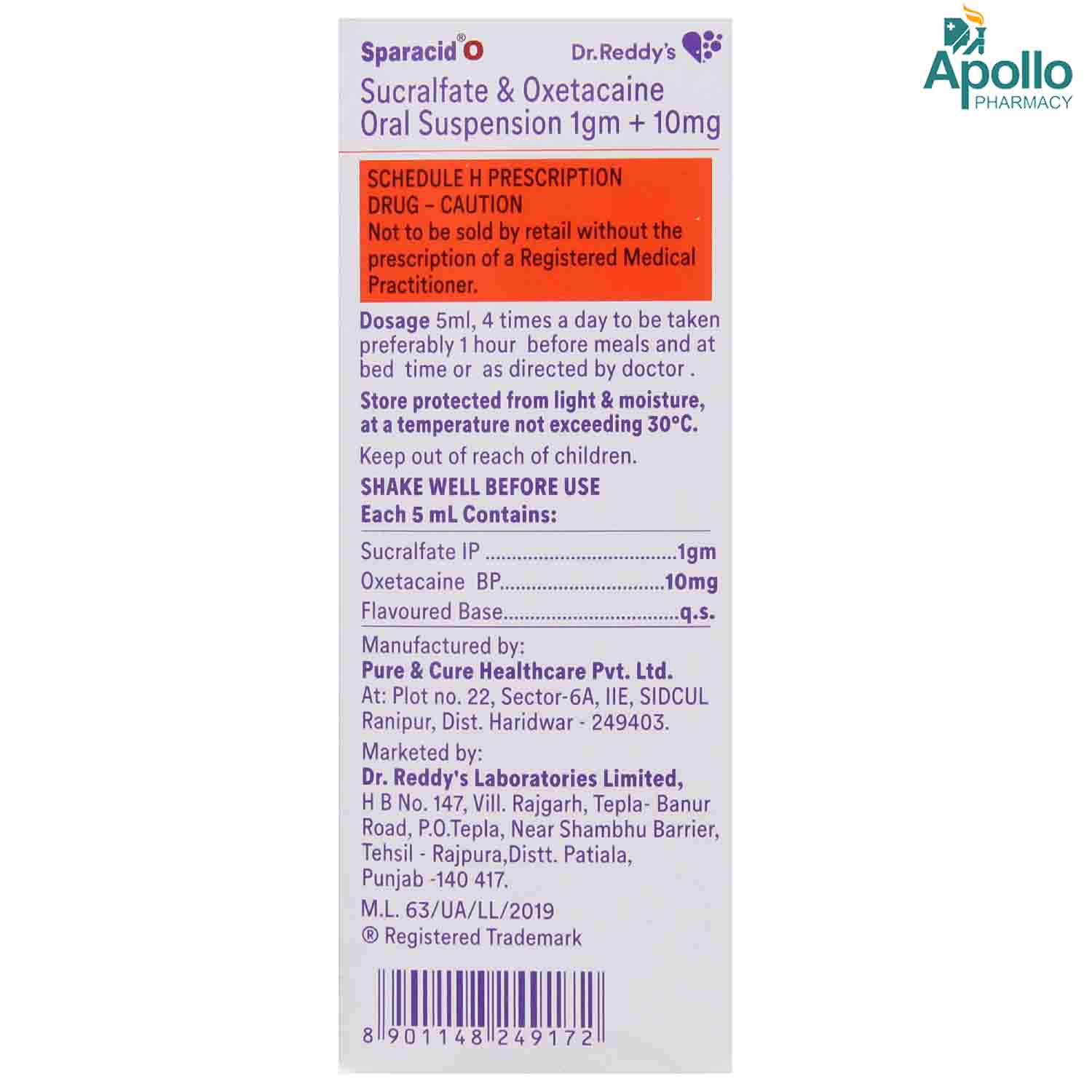 Sparacid O Mint Suspension 200 ml, Pack of 1 Sparacid O Mint Suspension 200 ml, Pack of 1