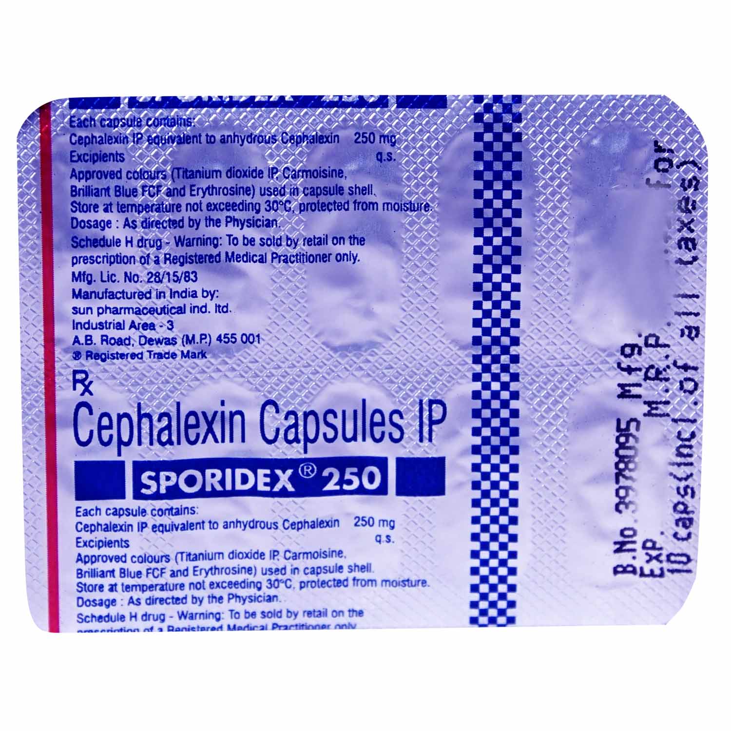 Sporidex 250 Capsule 10's, Pack of 10 CAPSULES Sporidex 250 Capsule 10's, Pack of 10 CAPSULES