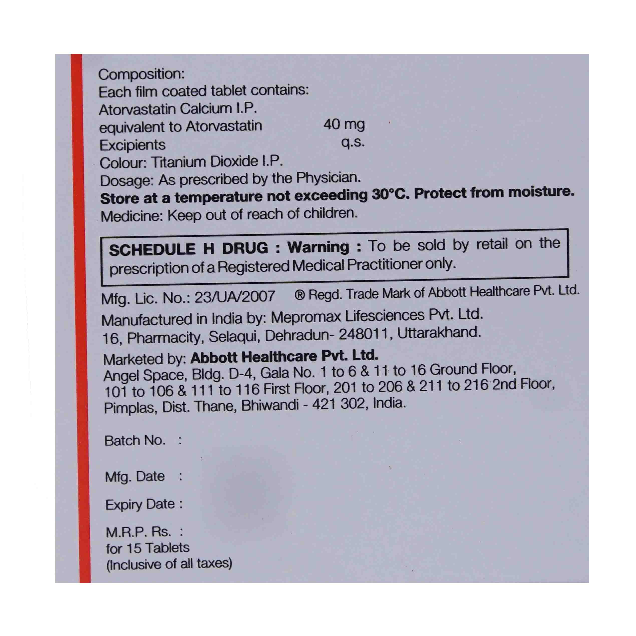 STATOR 40MG TABLET Price, Uses, Side Effects, Composition Apollo Pharmacy
