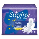 Stayfree Dry-Max All Night Ultra-Dry Pads With Wings XXL, 7 Count, Pack of 1