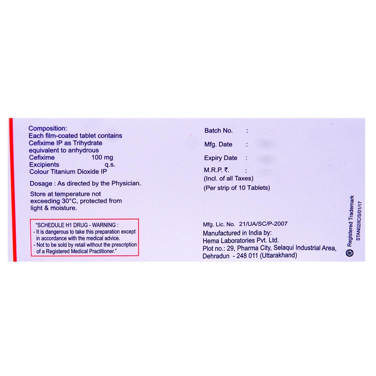 Stancef O 100 mg Tablet 10's, Pack of 10 TABLETS Stancef O 100 mg Tablet 10's, Pack of 10 TABLETS