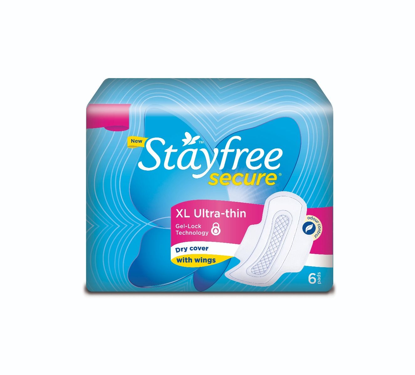 Stayfree Secure Ultra-Thin Dry Cover Pads With Wings XL, 6 Count, Pack of 1 