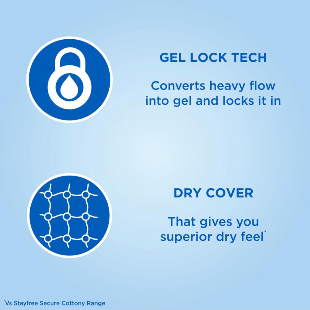 Stayfree Secure Ultra-Thin Dry Cover Pads With Wings XL, 6 Count, Pack of 1 Stayfree Secure Ultra-Thin Dry Cover Pads With Wings XL, 6 Count, Pack of 1