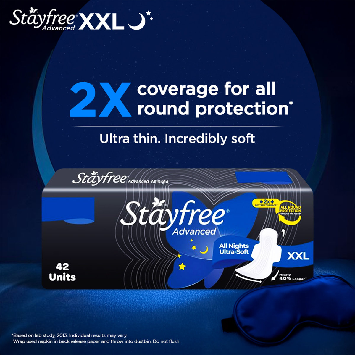 Stayfree Advanced All Night Ultra-Soft Pads with Wings XXL, 7 Count, Pack of 1 Stayfree Advanced All Night Ultra-Soft Pads with Wings XXL, 7 Count, Pack of 1