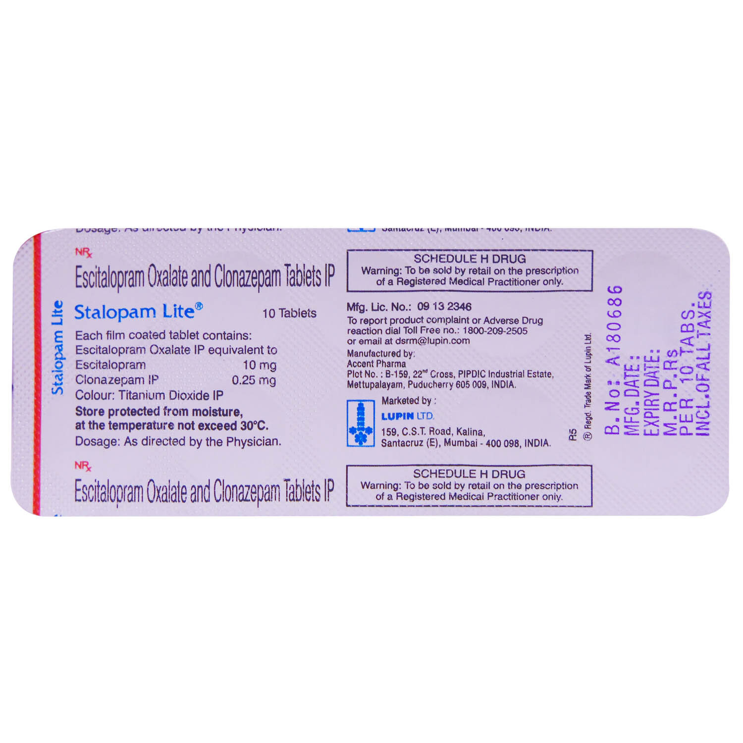 Stalopam Lite Tablet 10's, Pack of 10 TabletS Stalopam Lite Tablet 10's, Pack of 10 TabletS
