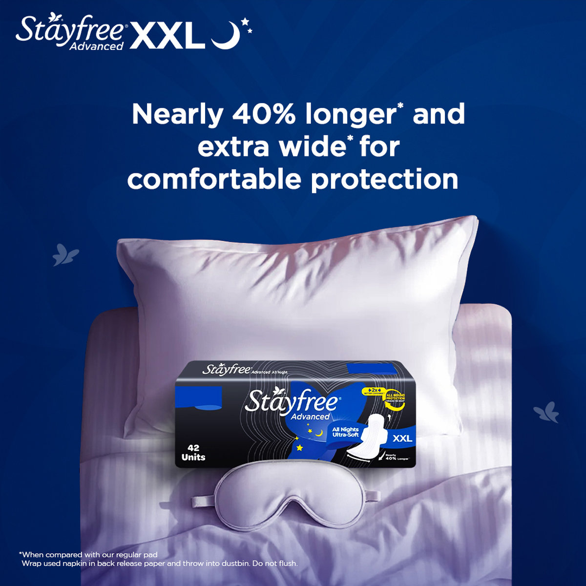 Stayfree Advanced All Night Ultra-Soft Pads with Wings XXL, 28 Count, Pack of 1 Stayfree Advanced All Night Ultra-Soft Pads with Wings XXL, 28 Count, Pack of 1