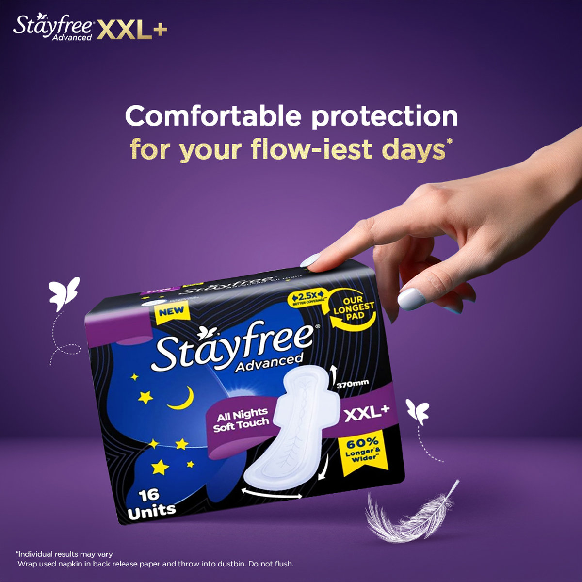 Stayfree Advanced All Nights Soft Touch Pads XXL+, 16 Count, Pack of 1 Stayfree Advanced All Nights Soft Touch Pads XXL+, 16 Count, Pack of 1