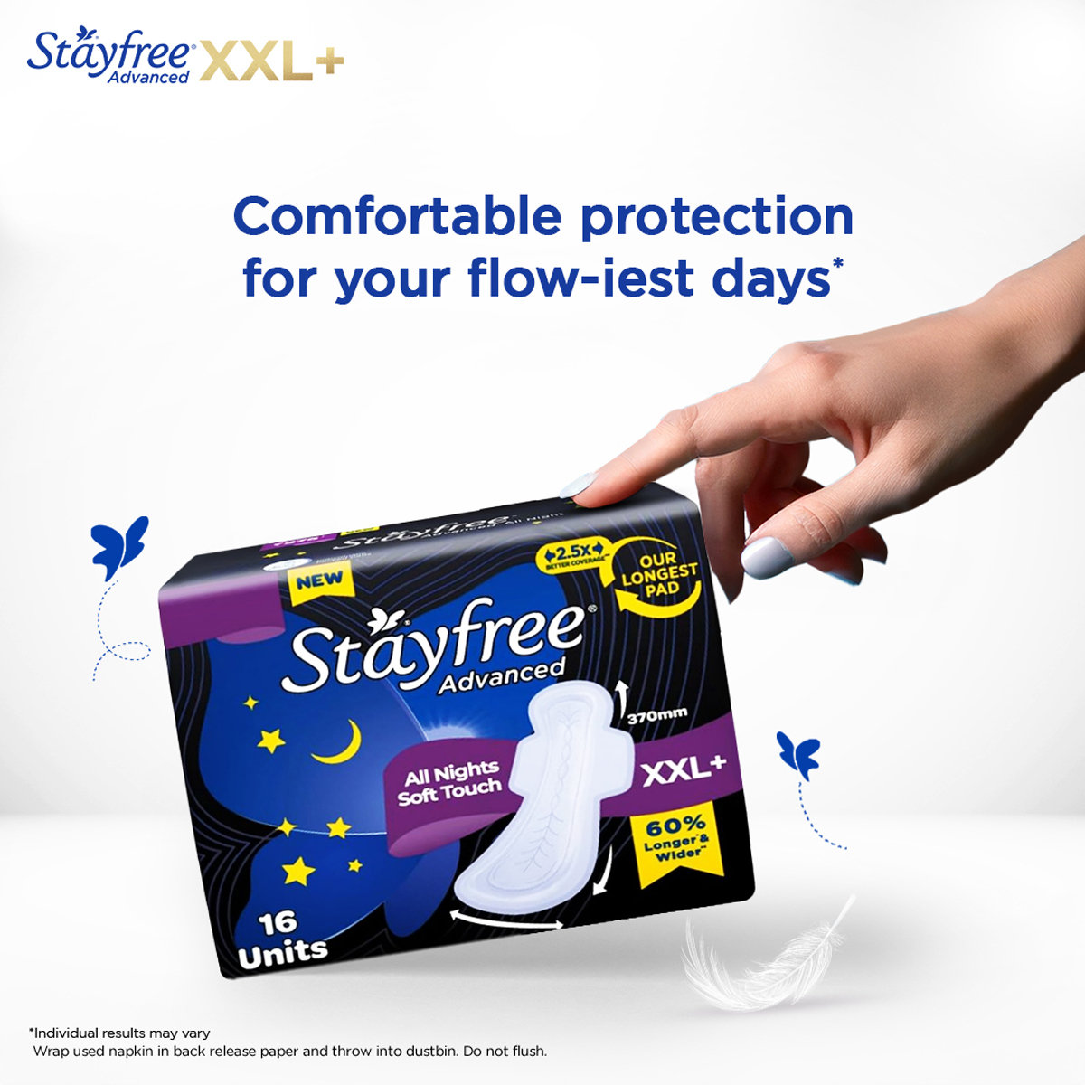 Stayfree Advanced All Nights Soft Touch Pads XXL+, 16 Count, Pack of 1 Stayfree Advanced All Nights Soft Touch Pads XXL+, 16 Count, Pack of 1