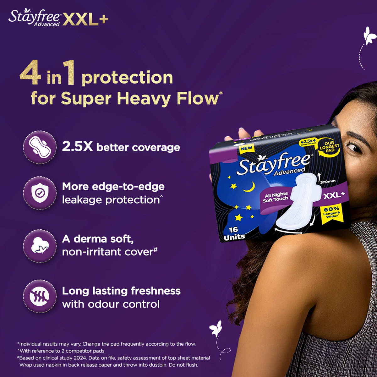 Stayfree Advanced All Nights Soft Touch Pads XXL+, 16 Count, Pack of 1 Stayfree Advanced All Nights Soft Touch Pads XXL+, 16 Count, Pack of 1