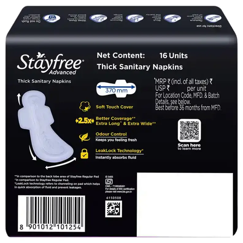 Stayfree Advanced All Night Sanitary Napkin Xxl+16 N
