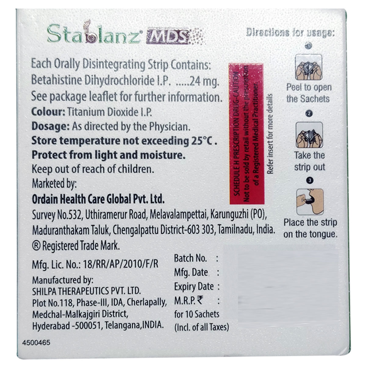 Stablanz MDS Orally Disintegrating Strips 10's, Pack of 10 Disintegrating StripsS Stablanz MDS Orally Disintegrating Strips 10's, Pack of 10 Disintegrating StripsS
