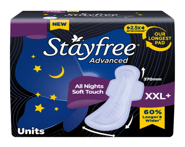 Stayfree Advanced All Nights Soft Touch Sanitary Pads XXL+, 4 Count