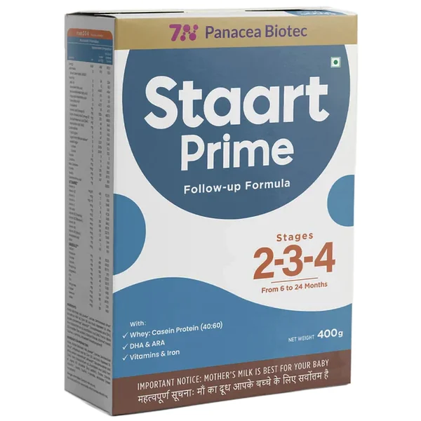Staart Prime Formula Stages 2-3-4 Powder, 400 gm Refill Pack, Pack of 1