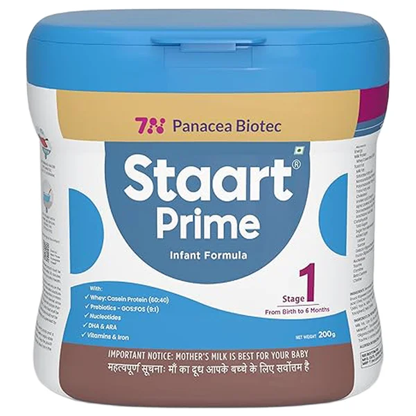 Staart Prime Infant Formula Stage-1 Powder, 200 gm Jar, Pack of 1