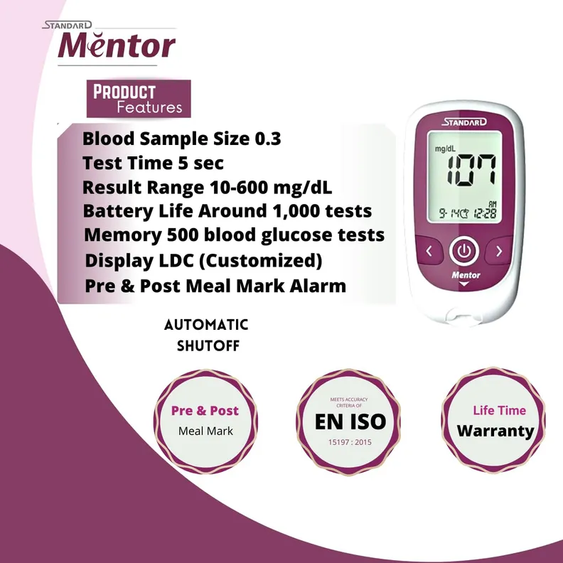 Buy SD Biosensor Standard Mentor Blood Glucose Meter 01GM21, 1 Count ...