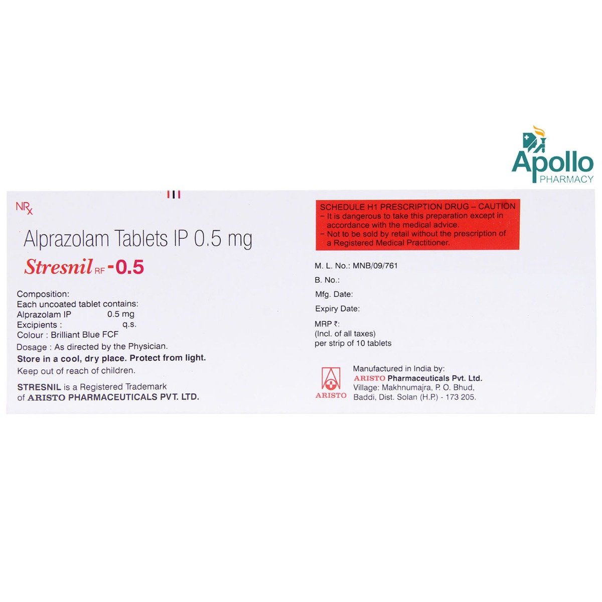 Stresnil 0.5 Tablet 10's, Pack of 10 TABLETS Stresnil 0.5 Tablet 10's, Pack of 10 TABLETS