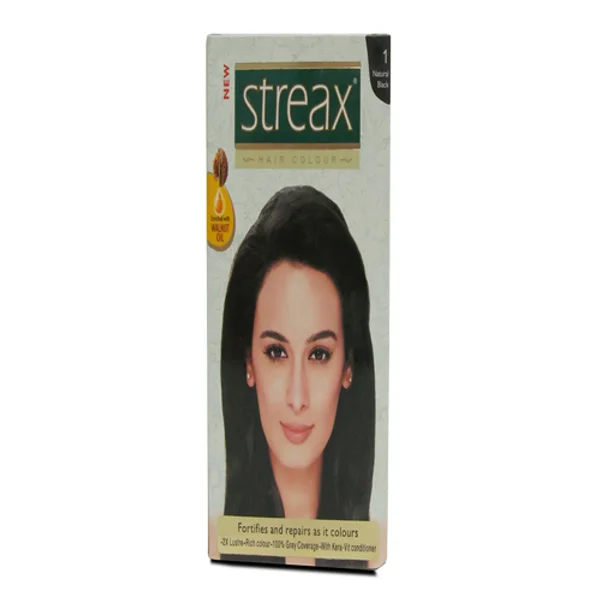 Streax Hair Color Natural Black-1, 25G+25 ml, Pack of 1