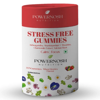 Powernosh Nutrition Stress Free Mixed Berries Flavour Gummies, 30 Count, Pack of 1