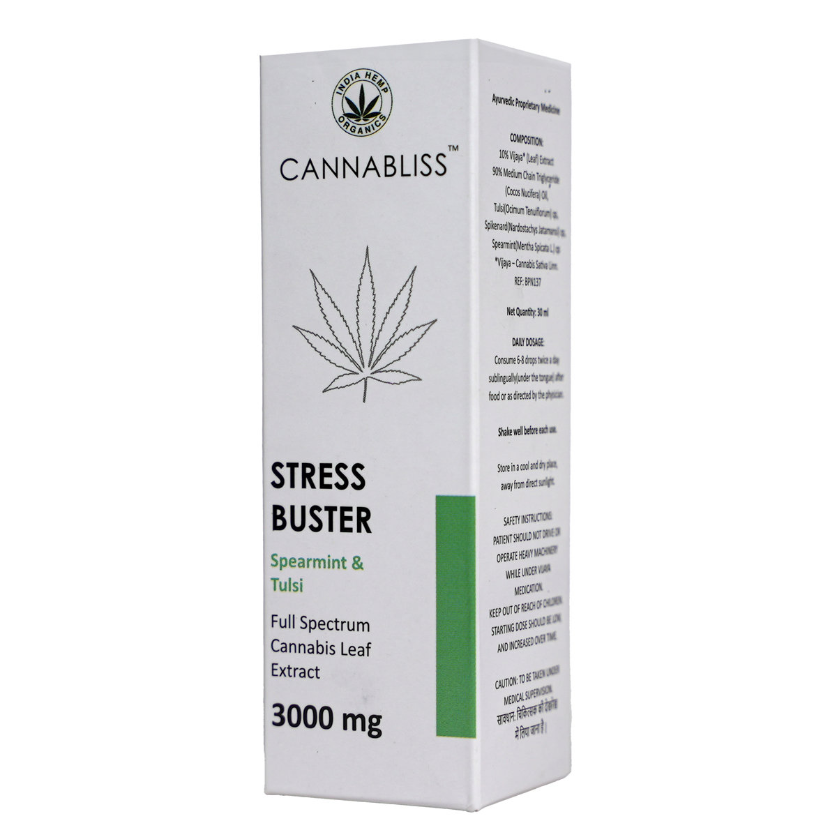 Cannabliss Stress Buster 3000 mg Oil, 30 ml, Pack of 1 Cannabliss Stress Buster 3000 mg Oil, 30 ml, Pack of 1