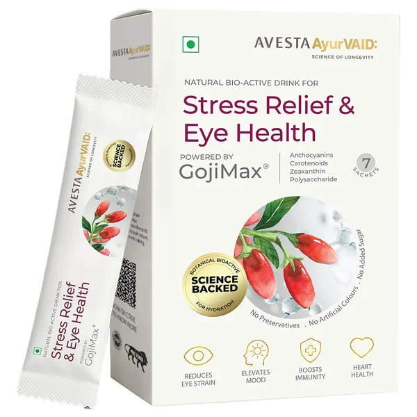 AvestaAyurVAID Stress Relief &amp; Eye Health, 7 Sachets - Supports Immunity &amp; Vision, Pack of 1