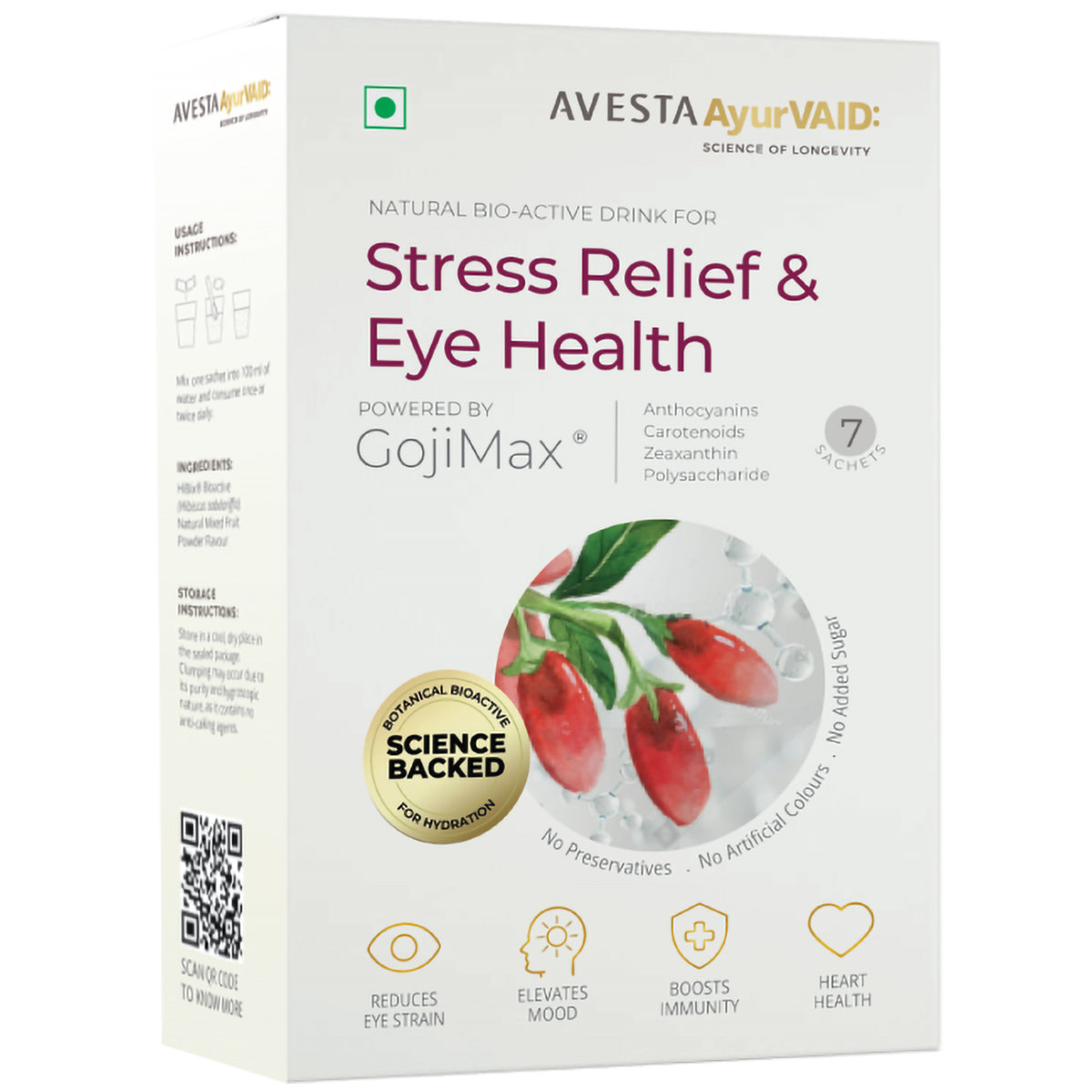 AvestaAyurVAID Stress Relief & Eye Health, 7 Sachets - Supports Immunity & Vision, Pack of 1 AvestaAyurVAID Stress Relief & Eye Health, 7 Sachets - Supports Immunity & Vision, Pack of 1