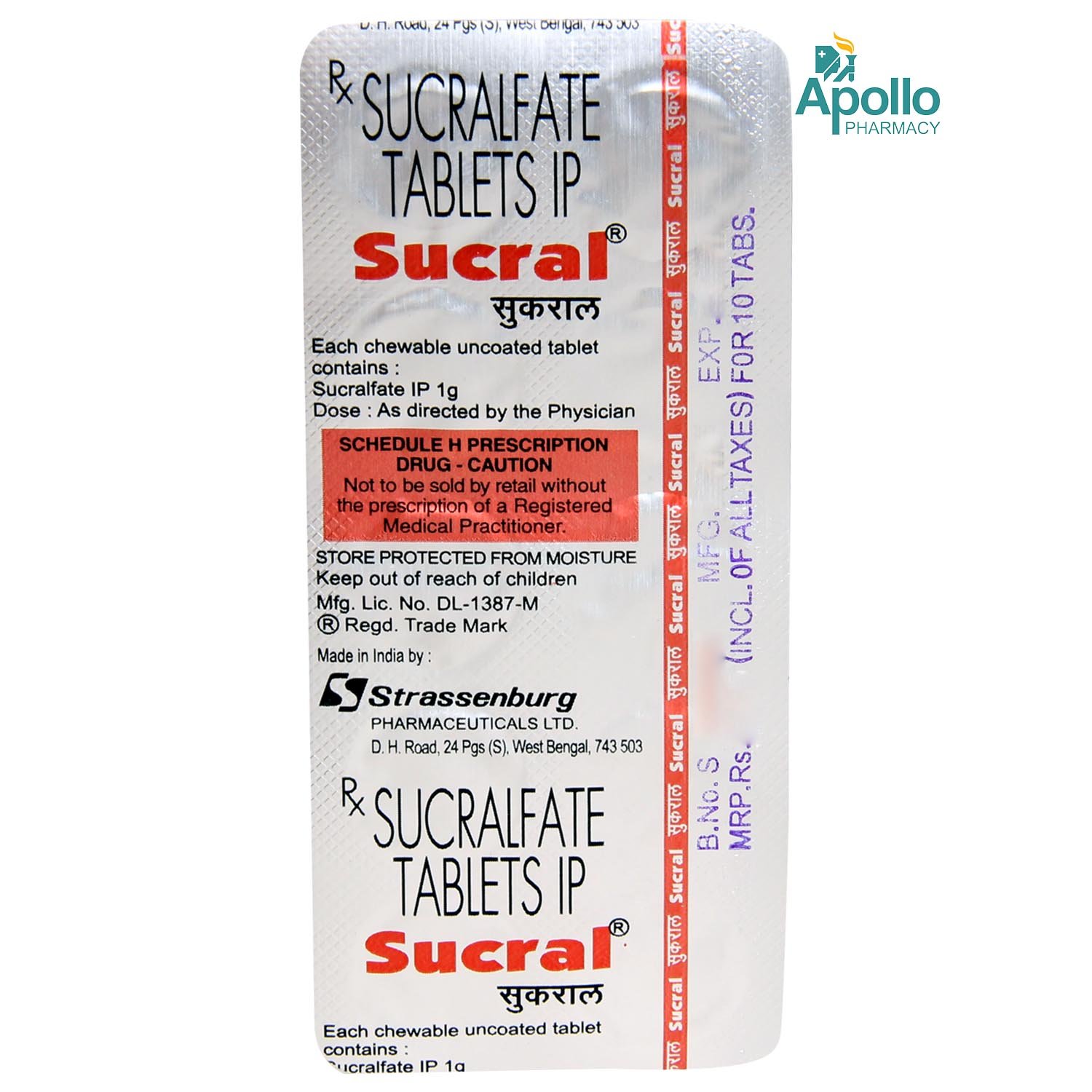 Sucral Tablet 10's, Pack of 10 TABLETS Sucral Tablet 10's, Pack of 10 TABLETS