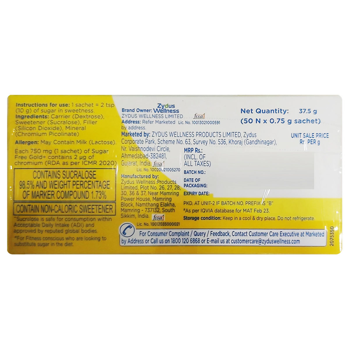 Sugar Free Gold Plus Low Calorie Sweetener, 50 Count, Pack of 1 Sugar Free Gold Plus Low Calorie Sweetener, 50 Count, Pack of 1