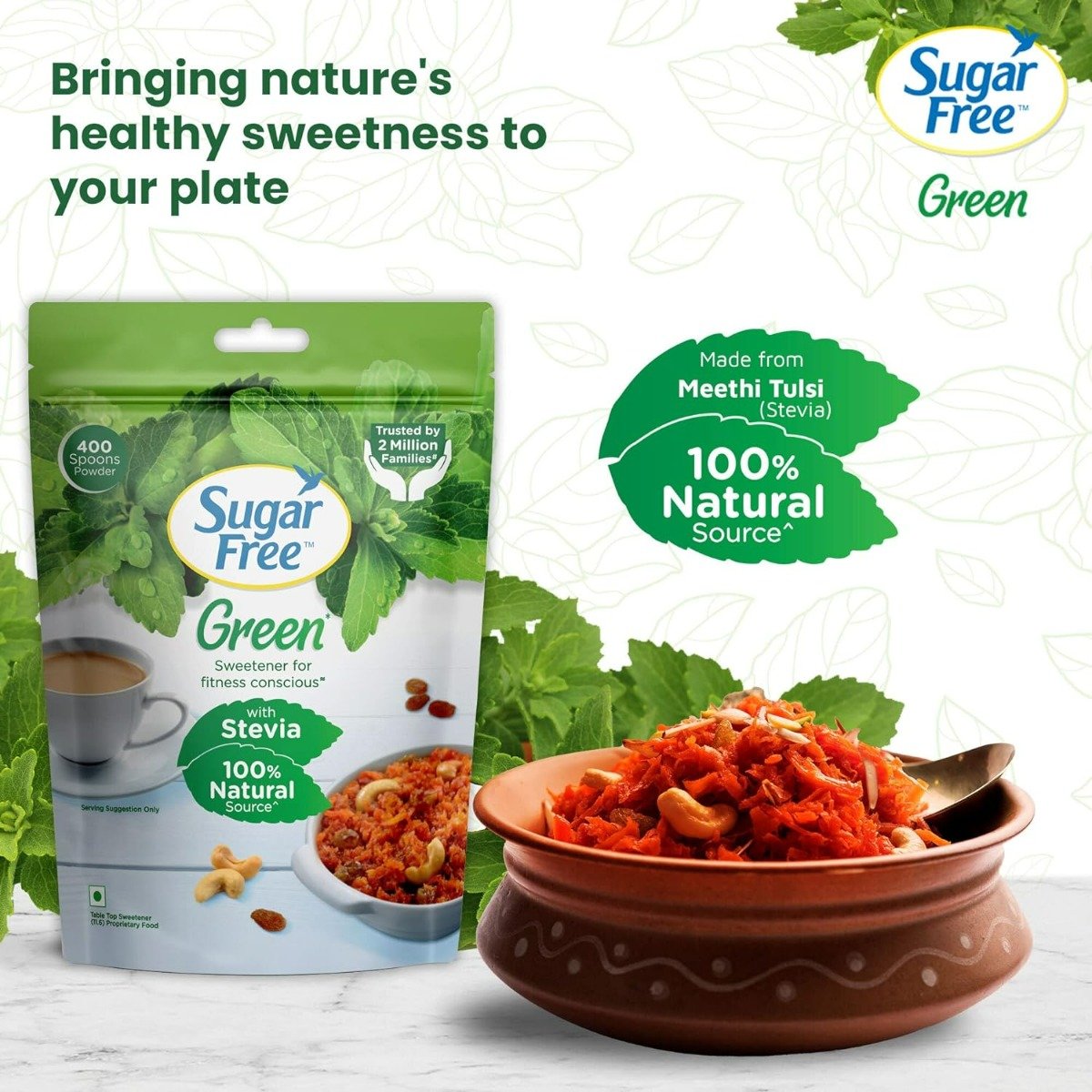 Sugar Free Green with Natural Stevia Powder, 400 gm, Pack of 1 Sugar Free Green with Natural Stevia Powder, 400 gm, Pack of 1