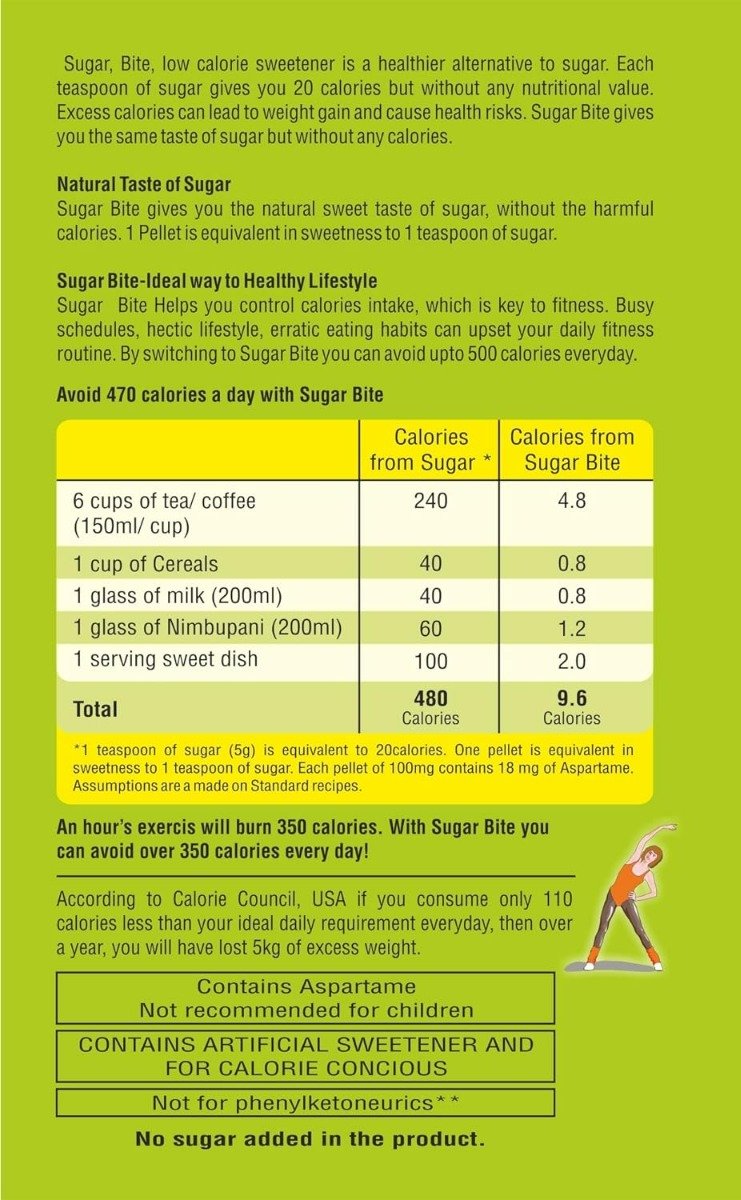 Sugar Bite Gold Pellets Low Calorie Sweetener, 110 Pellets, Pack of 1 Sugar Bite Gold Pellets Low Calorie Sweetener, 110 Pellets, Pack of 1