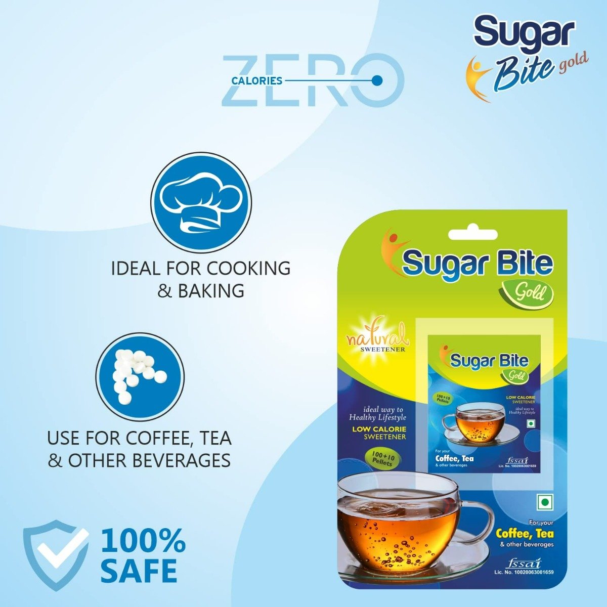 Sugar Bite Gold Pellets Low Calorie Sweetener, 110 Pellets, Pack of 1 Sugar Bite Gold Pellets Low Calorie Sweetener, 110 Pellets, Pack of 1