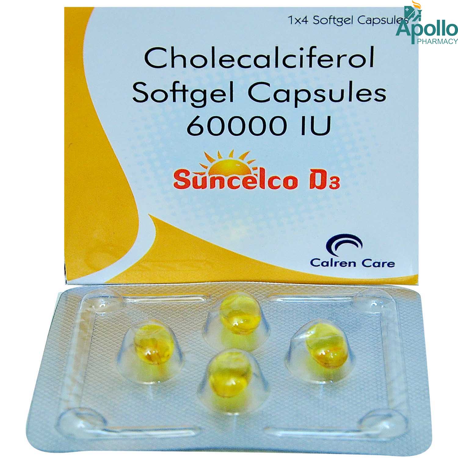 Suncelco D3 Capsule 4's, Pack of 1 Suncelco D3 Capsule 4's, Pack of 1