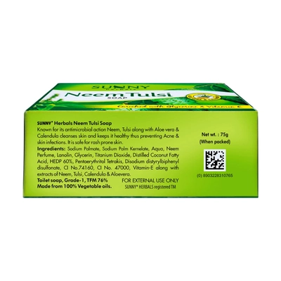 Sunny Herbals Neem Tulsi Soap, 75 gm, Pack of 1