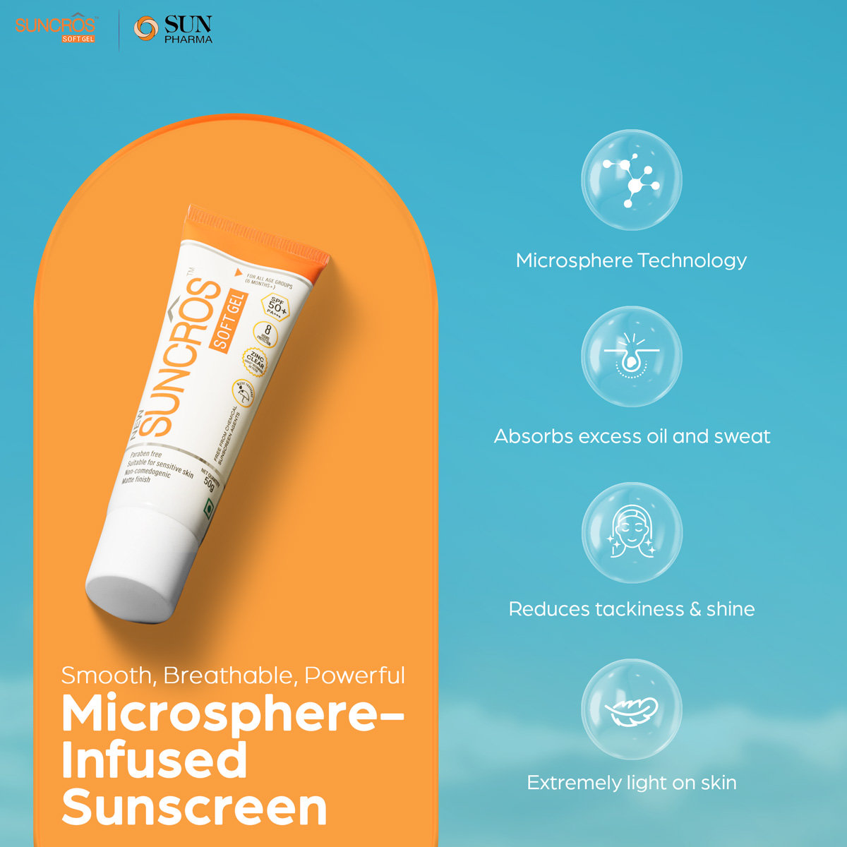 Suncros Soft Gel SPF 50+ 50 gm, Pack of 1 Suncros Soft Gel SPF 50+ 50 gm, Pack of 1